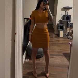 Heart & Hips Mustard cut out dress